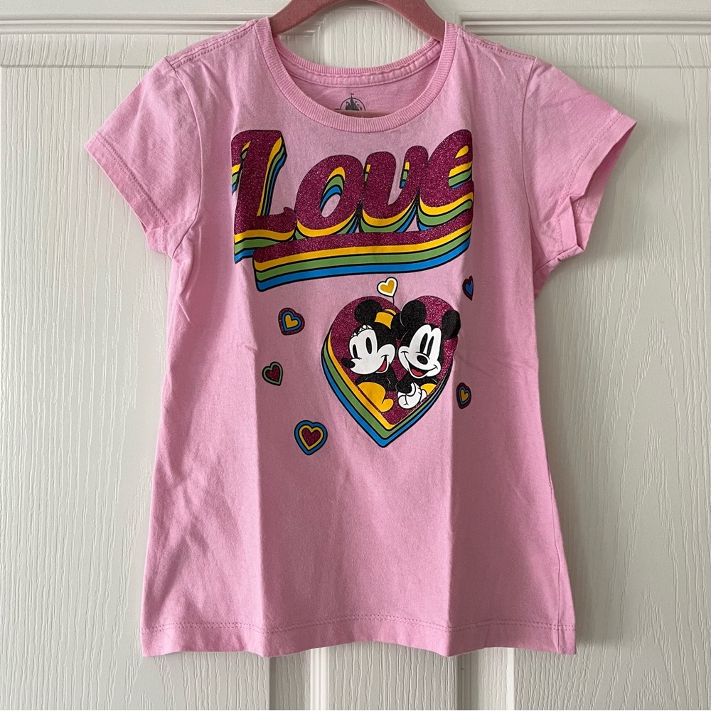 Disney Mickey and Minnie Mouse Love T-Shirt - Pink - Size M (7/8)